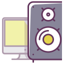 screen, electronics, musical speaker, sound, volume, monitor, computer icon