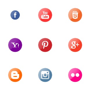 Social Media in Circle icon sets preview