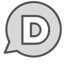 circle, brand, single, chat, letter, d icon