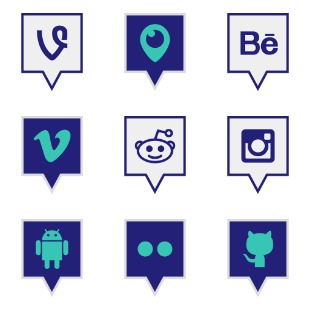 Social Media Pins 2 ! icon sets preview