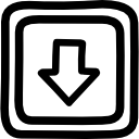 Down button hand drawn arrow and squares outlines icon