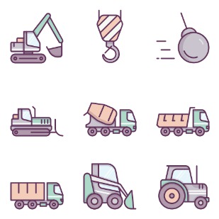 Construction Machinery / Colors icon sets preview
