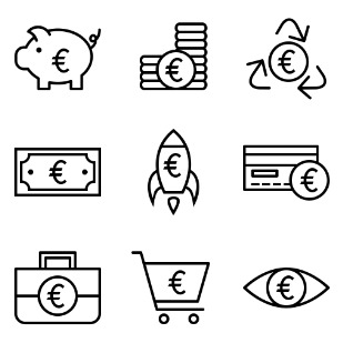 Currency - Euro vol 2 icon sets preview