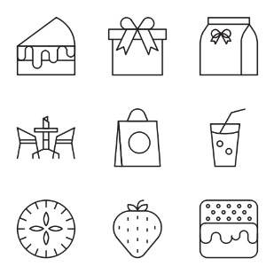 Bakery line set 4 icon sets preview