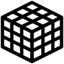 3d graphic of a cube with a grid of squares icon