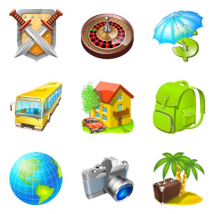 Travel icon sets preview
