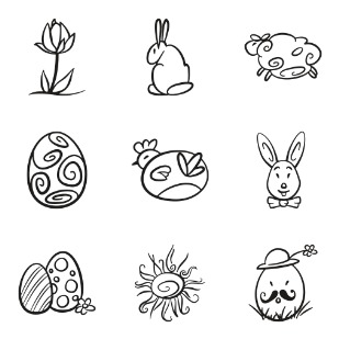 Easter curvy icon sets preview