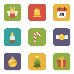 Flat Christmas icon sets preview