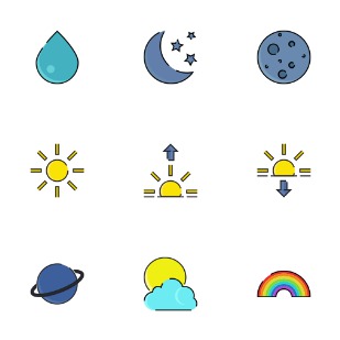 Weather flat icon sets preview