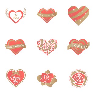 Valentine icon sets preview