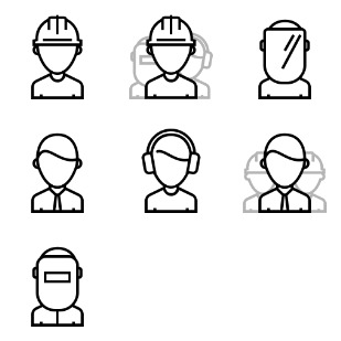 Construction Workers / Minimalistic Black line icon sets preview