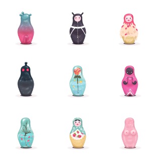Matryoshkas icon sets preview