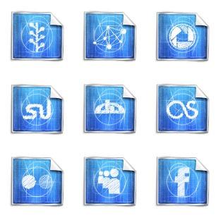 Blue Print Social icon sets preview