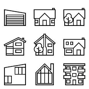 Construction Building / Minimalistic Black line icon sets preview