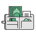 money, journey, checkout, cash, credit card, wallet, travel icon
