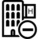 Urban rest hotel sign with minus symbol icon