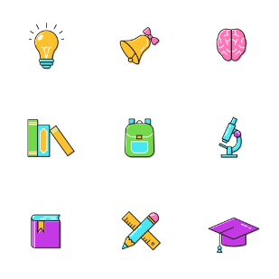 Colourful Education icon sets preview