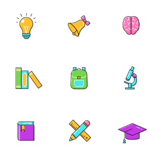 Colourful Education icon sets preview