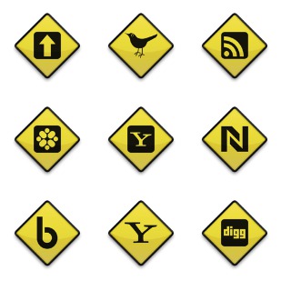 Yellow road sign icon sets preview
