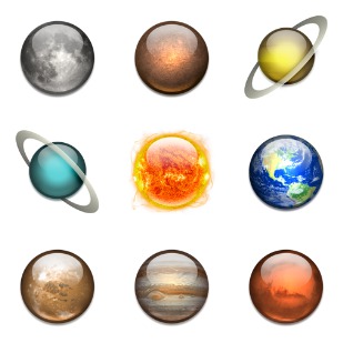 Solar System icon sets preview