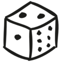 Dice hand drawn cube icon