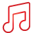 music, basic, red icon