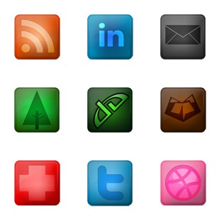Glowing Social Network icon sets preview