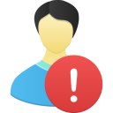 user, male, warning icon