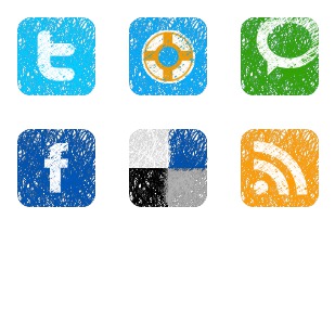Grunge Social icon sets preview