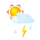 sun littlecloud flash rain icon
