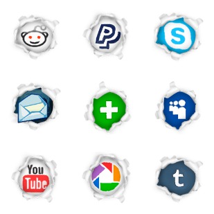 Page Peel Social Icons – Version 2 icon sets preview