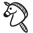Unicorn head on a stick hand drawn toy icon