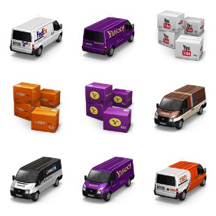 Cargo Vans And Container icon sets preview