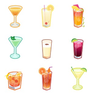 Cocktails icon sets preview