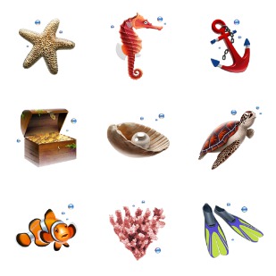 Diving icon sets preview