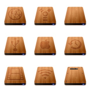 Wooden Slick Drives icon sets preview