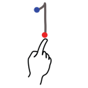 gestureworks, stroke, one, number icon