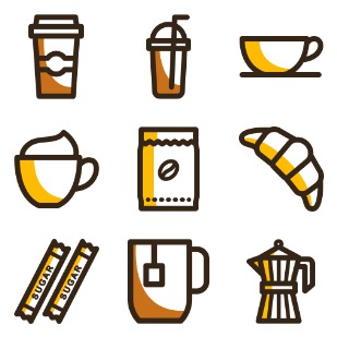 Coffee icon sets preview