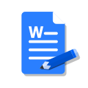 ms, blue, write, word, edit, doc icon