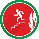 direction, down, stairs, left, flame, fire icon