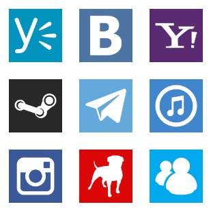 Social Flat Buttons icon sets preview