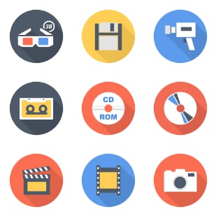 Flat Multimedia icon sets preview