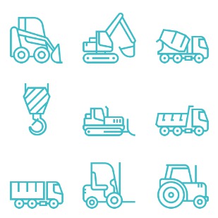 Construction Machinery / Minimalistic line icon sets preview