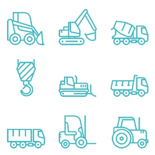 Construction Machinery / Minimalistic line icon sets preview