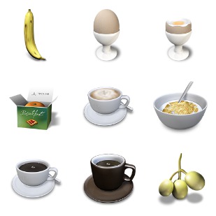 Breakfast icon sets preview