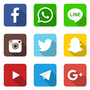 Social Media Chamfered Corner icon sets preview