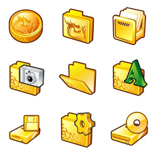 Smooth Metal Rising Dragon icon sets preview
