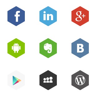 Hex Social Media icon sets preview