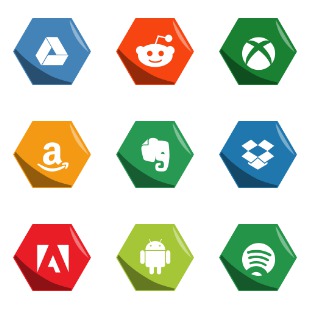 Hexagon Social Medias icon sets preview