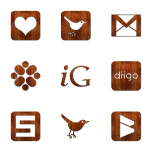 Wood Social Networking icon sets preview